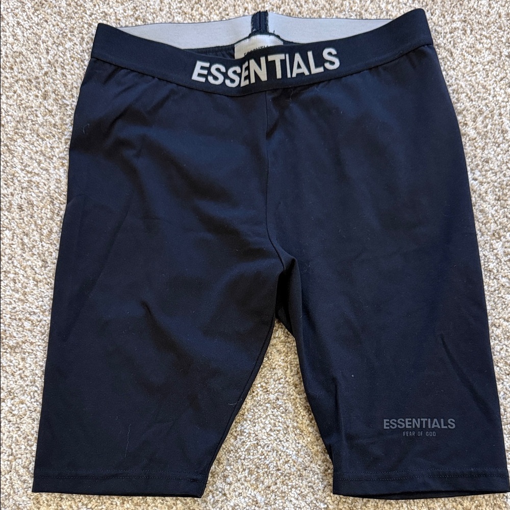 Essentials Black High-Rise Biker Shorts